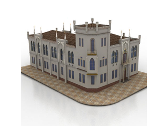 Free Building Residential building in the Gothic style N56 3D model For Architecture 3Ds Max Model Download